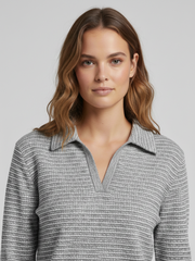 Collar Multi Striped Top & Wide Leg Trouser Co-Ord