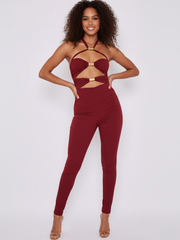 Lurex Open Back Halter Jumpsuit