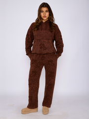 Acid Wash Oversized Crucifix Embroidered Hooded Fleece Co-ord