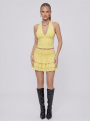 Slinky Halter Neck Top & Frill Detail Skorts Co-ord