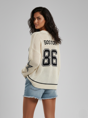 Fishnet Knitted V-Neck Jumper