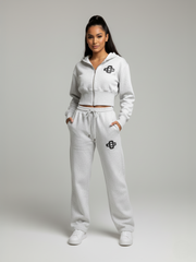 Cropped hoodie en joggingfleece, combi-set