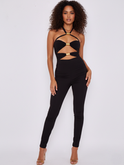Lurex Open Back Halter Jumpsuit