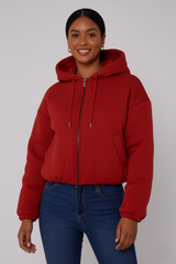 Bubble Hem Cropped Fleece Lined Jacket