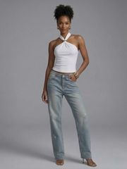 Slinky Buckle Detail Crop Top