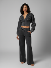 Loungewear-set met knoopsluiting in zure wassing