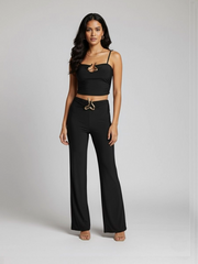 Longline -knop Waistcoat Top & Shorts Set