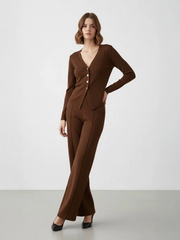 Loungewear-set met knoopsluiting in zure wassing