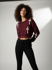 Kruzifix -Detail gestrickter Kumpelspringer