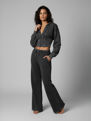 Loungewear-set met knoopsluiting in zure wassing