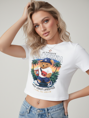 California Graphic Printed Crop Top