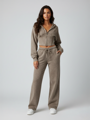 Loungewear-set met knoopsluiting in zure wassing