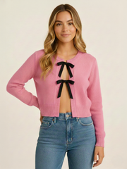 Knitted Lace Up Cardigan