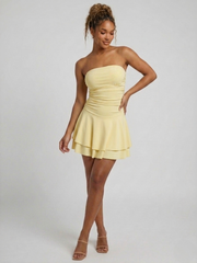 Frill Detail Slinky Bandeau Dress