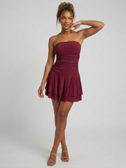 Frill Detail Slinky Bandeau Dress