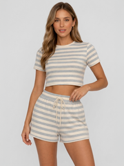 Striped Short Sleeve Top & Shorts Co-Ord