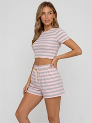 Striped Short Sleeve Top & Shorts Co-Ord