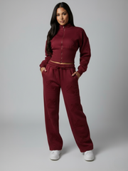 Oversized kruisbeeld geborduurde fleece met capuchon, combi-set (kopie)