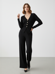 Loungewear-set met knoopsluiting in zure wassing