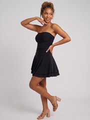 Frill Detail Slinky Bandeau Dress