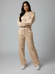 Oversized kruisbeeld geborduurde fleece met capuchon, combi-set (kopie)