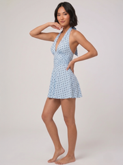 Polka Dot Slinky Halter Neck Mini Dress