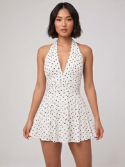 Polka Dot Slinky Halter Neck Mini Dress