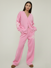 Knitted Buttoned Cardigan & Wide Leg Trouser Co-ord