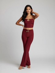 Longline -knop Waistcoat Top & Shorts Set