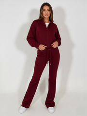 Cropped hoodie en joggingfleece, combi-set