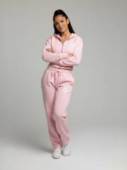 Cropped hoodie en joggingfleece, combi-set