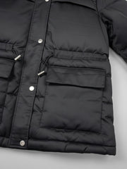 Padded Puffer Jacket With Faux Fur Hood Trim