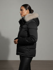 Padded Puffer Jacket With Faux Fur Hood Trim