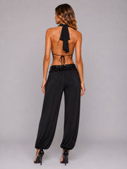 Champagne Sequin Halter Top & Trouser Co-Ord Set