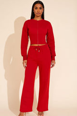 Cropped Zip Up Sweatshirt & Wide Leg Trouser Tracksuit