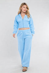 Sudadera con cremallera con cremallera con cremallera y pantalón ancho