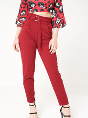 Trousers With Adjustable Buckle Belt