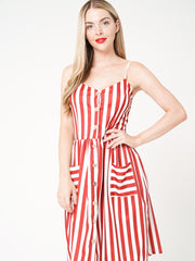 Button Front Striped Cami Dress
