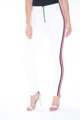 Side Stripe ritsen leggings op