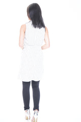 Blazer de cintura de corbata de rayas