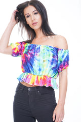 Multi Coloured Splash Print Bardot Top