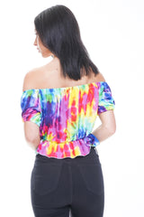 Multi Coloured Splash Print Bardot Top