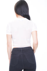 Cover Girl Graphic Applique Mesh Crop Top