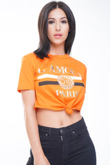 L'AMOUR Slogan Foil Print Crop Top