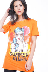 Longline Summer Vibes Graphic T-Shirt