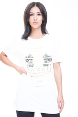 HAWAII Slogan Glitter Graphic T-Shirt