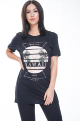HAWAII Slogan Glitter Graphic T-Shirt