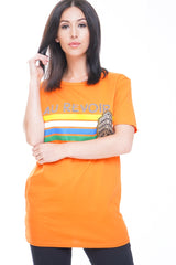 AU REVOIR Slogan Glitter Graphic T-Shirt