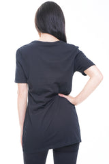 AU REVOIR Slogan Glitter Graphic T-Shirt