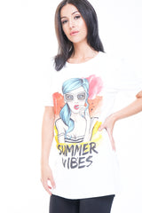 Longline Summer Vibes Graphic T-Shirt